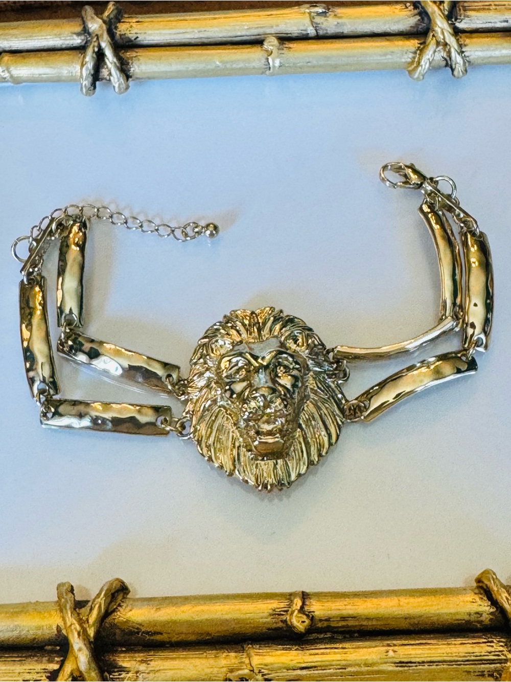 Gold Lion Head Statement Bracelet